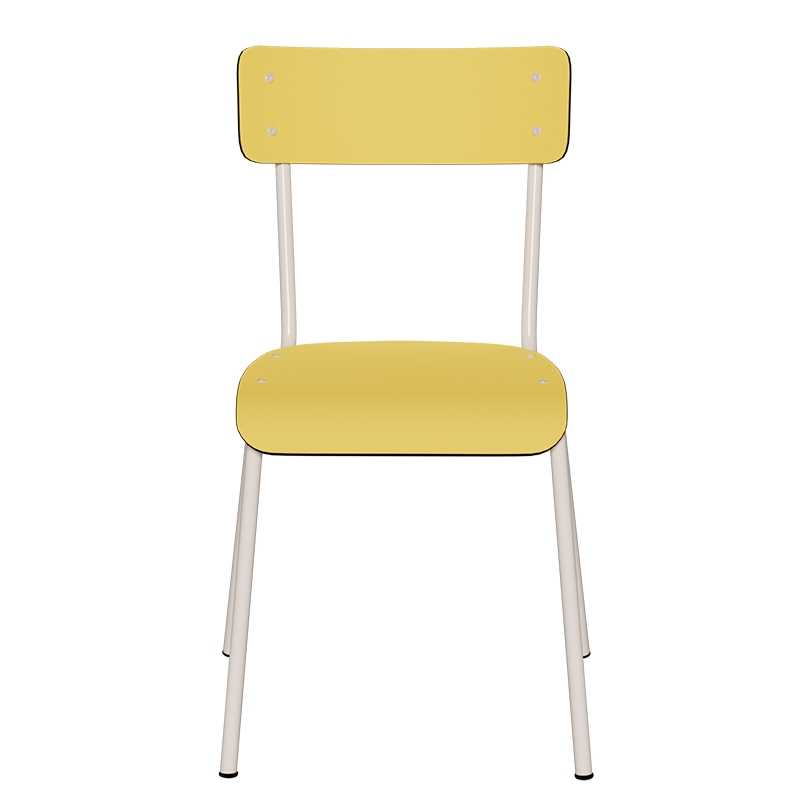 Chaise haute vintage Suzie en formica jaune citron 75cm