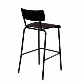 Chaise de bar Suzie 65cm – uni Dossier & Assise Noir - Pieds Noirs