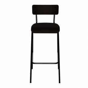 Chaise de bar Suzie 75cm – uni Dossier & Assise Noir - Pieds Noirs