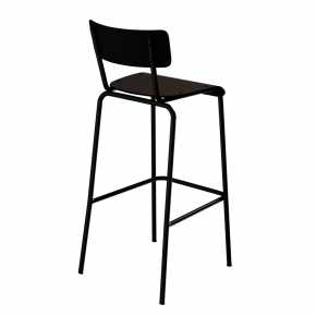 Chaise de bar Suzie 75cm – uni Dossier & Assise Noir - Pieds Noirs