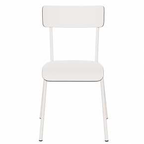 Chaise d’écolier Adulte Suzie Stratifié Dossier & Assise uni Blanc - Pieds Blancs