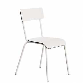 Chaise d’écolier Adulte Suzie Stratifié Dossier & Assise uni Blanc - Pieds Blancs