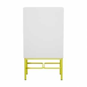 Cabinet de rangement Elienor - Petit modèle - Blanc/Blanc - Pieds Jaune Citron