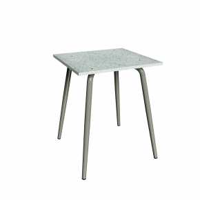 Table en Plastique Recyclé Bleu - Pieds Kaki - 65x60