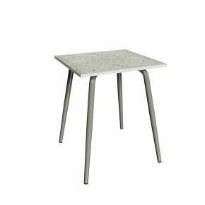 Table en Plastique Recyclé Vert - Pieds Kaki - 65x60