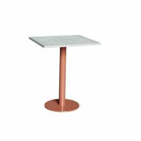 Table en Plastique Recyclé Bleu - Pied Central Terracotta - 65x60