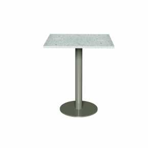 Table en Plastique Recyclé Bleu - Pied Central kaki - 65x60