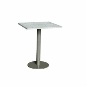 Table en Plastique Recyclé Bleu - Pied Central kaki - 65x60