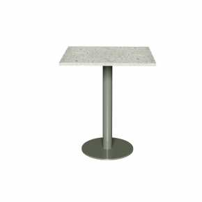 Table en Plastique Recyclé Vert - Pied Central Kaki- 65x60