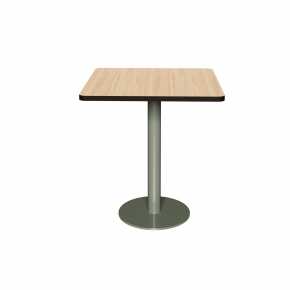 Table Retro Véra - Stratifié Bois Clair -  Pied Central Kaki - 70x70