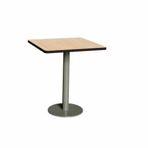 Table Retro Véra - Stratifié Bois Clair -  Pied Central Kaki - 70x70