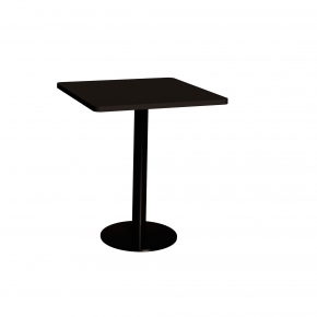 Table Retro Véra - Stratifié Uni Noir -  Pied Central Noir - 70x70