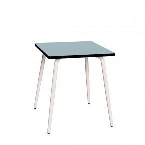 Table Retro Véra - uni Bleu Ciel Pieds Blancs - 70x70