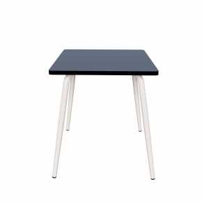 Table Retro Véra Carrée 70x70 - Stratifié uni Gris Bleu - Pieds Blancs