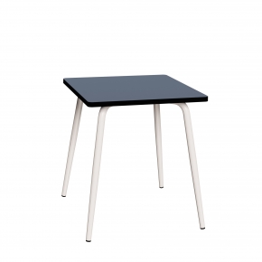 Table Retro Véra Carrée 70x70 - Stratifié uni Gris Bleu - Pieds Blancs