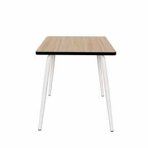 Table Retro Véra Carrée 70x70 – Imprimé Bois clair - Pieds Blancs