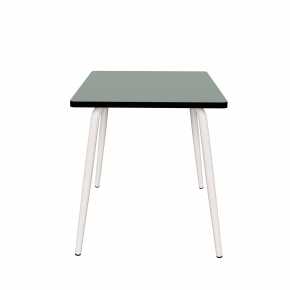 Table Retro Véra Carrée 70x70 - Stratifié uni Kaki - Pieds Blancs