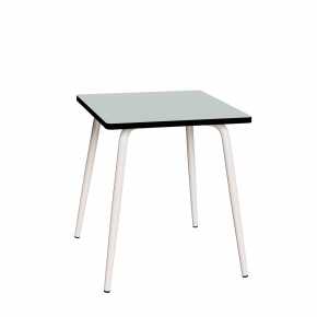 Table Retro Véra Carrée 70x70 - Stratifié uni Menthe - Pieds Blancs