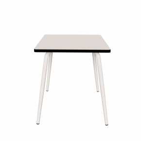 Table Retro Véra Carrée 70x70 – Stratifié uni Blanc - Pieds Blancs