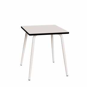 Table Retro Véra Carrée 70x70 – Stratifié uni Blanc - Pieds Blancs