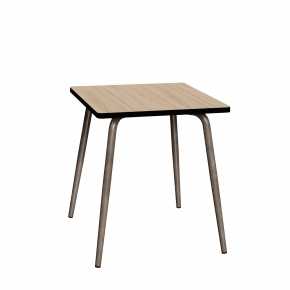 Table Retro Véra Carrée 70x70 – Imprimé Bois Clair - Pieds Bruts