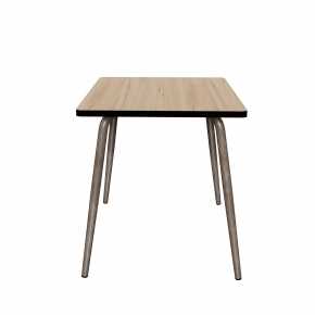 Table Retro Véra Carrée 70x70 – Imprimé Bois Clair - Pieds Bruts