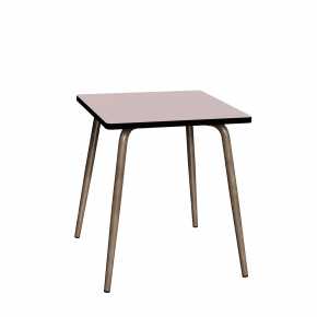 Table Retro Véra Carrée 70x70 – Stratifié uni Rose Poudré - Pieds Bruts