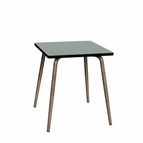 Table Retro Véra Carrée 70x70 – Stratifié uni Kaki - Pieds Bruts