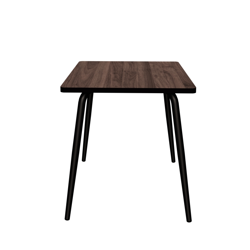 Table Retro Véra Carrée 70x70 – Imprimé Bois Foncé - Pieds Noirs