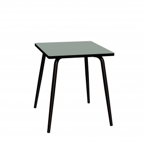 Table Retro Véra Carrée 70x70 – Stratifié uni Kaki -  Pieds Noirs