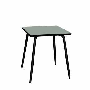 Table Retro Véra Carrée 70x70 – Stratifié uni Kaki -  Pieds Noirs