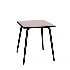 Table Retro Véra Carrée 70x70 – Stratifié uni Rose Poudré - Pieds Noirs