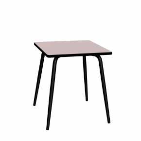 Table Retro Véra Carrée 70x70 – Stratifié uni Rose Poudré - Pieds Noirs