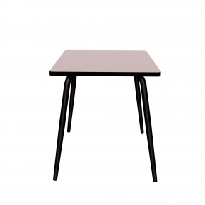 Table Retro Véra Carrée 70x70 – Stratifié uni Rose Poudré - Pieds Noirs