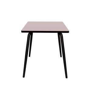 Table Retro Véra Carrée 70x70 – Stratifié uni Rose Poudré - Pieds Noirs