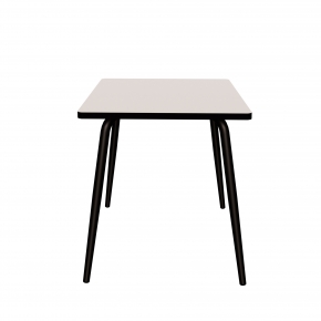 Table Retro Véra Carrée 70x70 – Stratifié uni Blanc - Pieds Noirs
