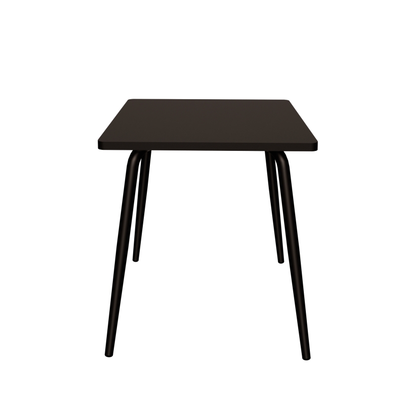 Table Retro Véra Carrée 70x70 – Stratifié uni Noir - Pieds Noirs