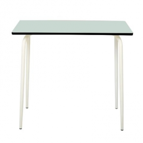 Table Haute Retro Véra 120x70 – Stratifié Uni Menthe - Pieds Blancs