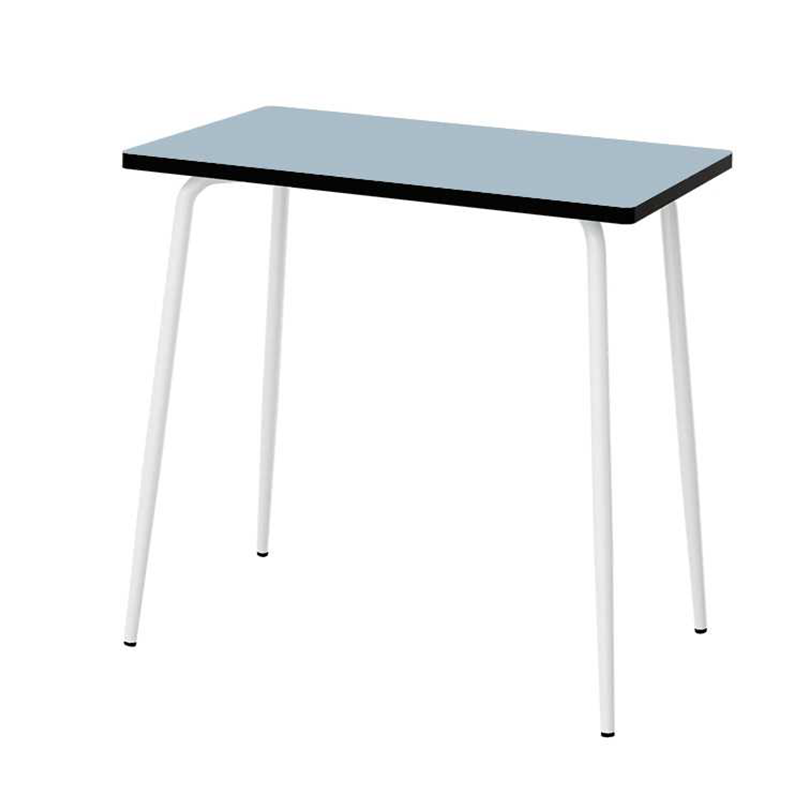 Table Haute Retro Véra 120x70 –   Stratifié Uni Bleu Ciel pieds Blancs