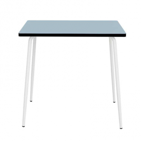 Table Haute Retro Véra 120x70 –   Stratifié Uni Bleu Ciel pieds Blancs