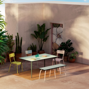 Table de Jardin Sun – Uni Menthe Pieds Kaki – 160×90