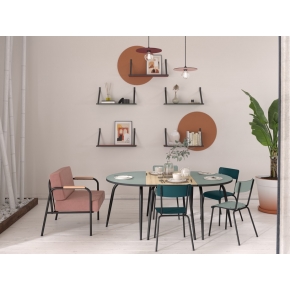 Fauteuil Barnabé – uni Dossier & Assise Velours Rose de bois - Pieds Noirs
