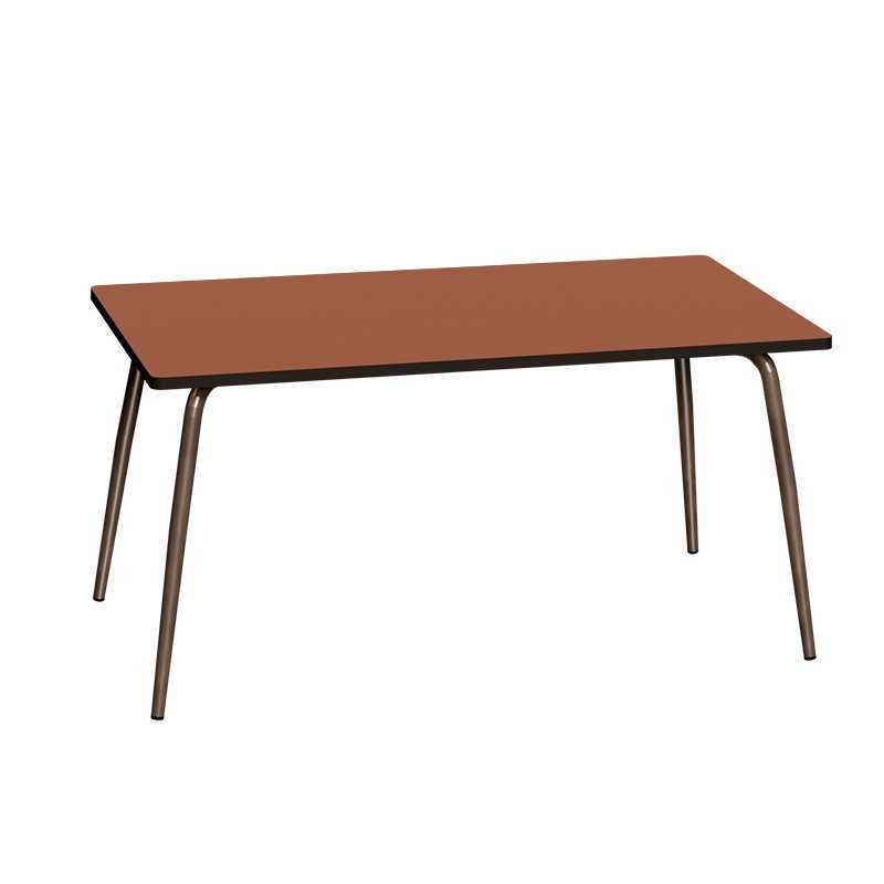 NEW Table Retro Véra Rectangulaire 160×80 – Stratifié uni Paprika - Pieds Bruts