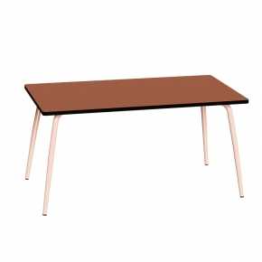 NEW Table Retro Véra 160x80 – Stratifié uni Paprika - Pieds Rose Poudré