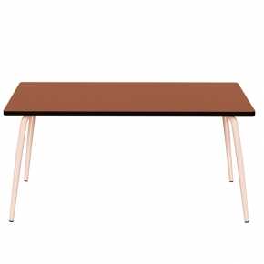 NEW Table Retro Véra 160x80 – Stratifié uni Paprika - Pieds Rose Poudré