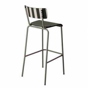 Chaise de bar Suzie 75cm - Dossier Stratifié imprimé French Riviera & Assise uni Avocado - Pieds Kaki