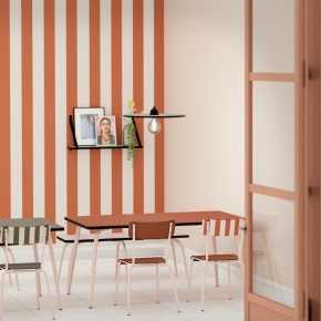 NEW Table Retro Véra 160x80 – Stratifié uni Paprika - Pieds Rose Poudré