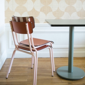 Chaise d’écolier Adulte Suzie Stratifié Dossier & Assise uni Paprika - Pieds Rose Poudré