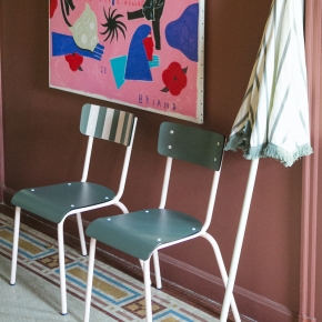 Chaise d’écolier Adulte Suzie Stratifié Dossier & Assise uni Avocado - Pieds Rose Poudré