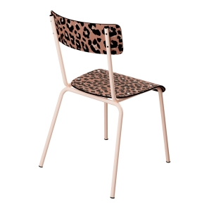 Chaise d’écolier Adulte Suzie Stratifié Dossier & Assise imprimé Graou - pieds Rose Poudré